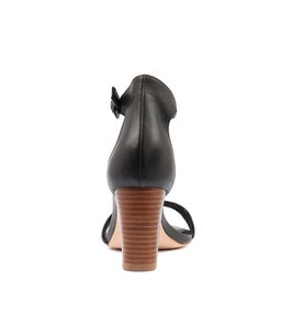 GESSIE BLACK VENEER HEEL LEATHER