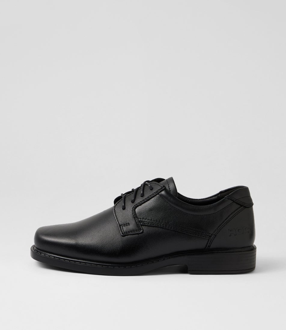 Domain Senior Black Leather Lace Up School Shoes