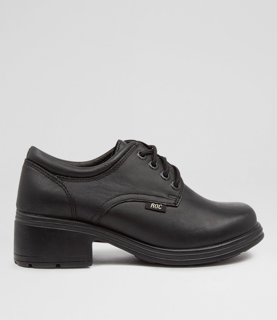 Dakota Senior Black Leather Heeled School Shoes