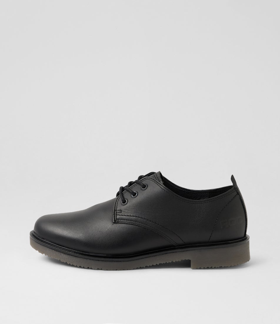 Luxe Senior Black Wax Leather Lace Up Flats Luxe Senior Black Wax Leather Lace Up Flats