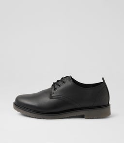 Luxe Senior Black Wax Leather Lace Up Flats Luxe Senior Black Wax Leather Lace Up Flats