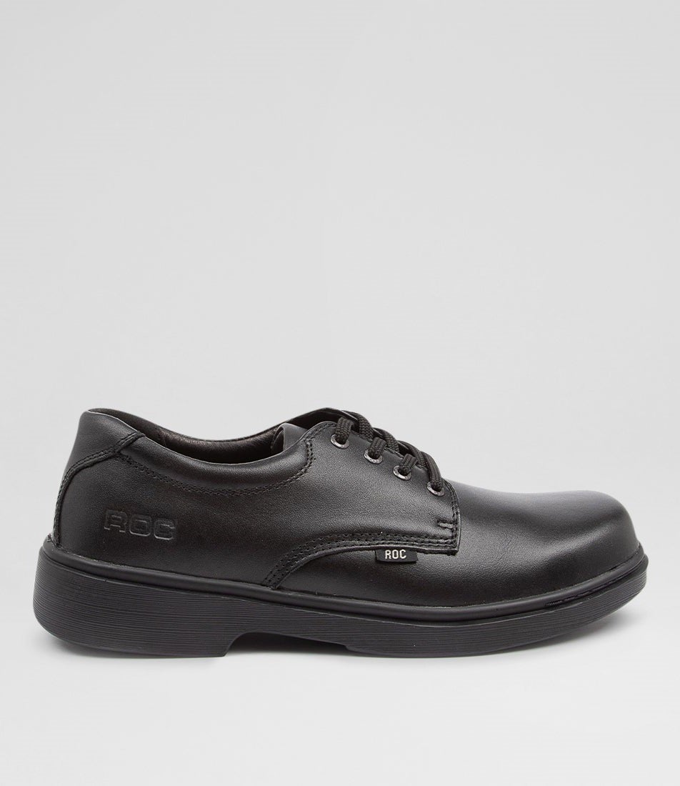 Strobe Senior Black Leather Lace Up School Shoes