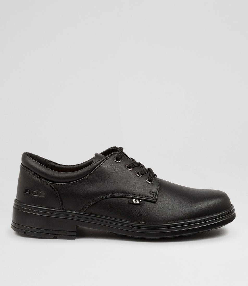 Larrikin Senior Black Leather Lace Up School Shoes