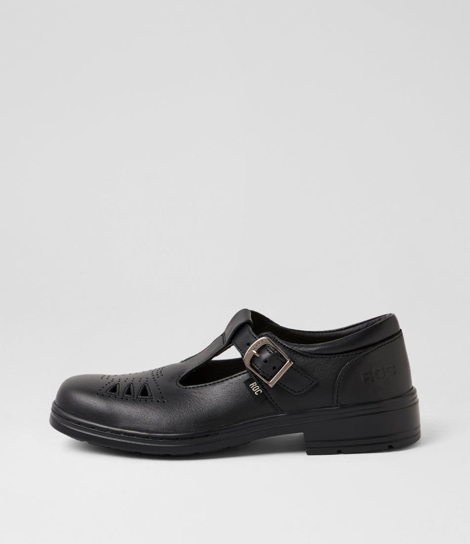 Lattice Senior Black Leather Mary Jane School Shoes