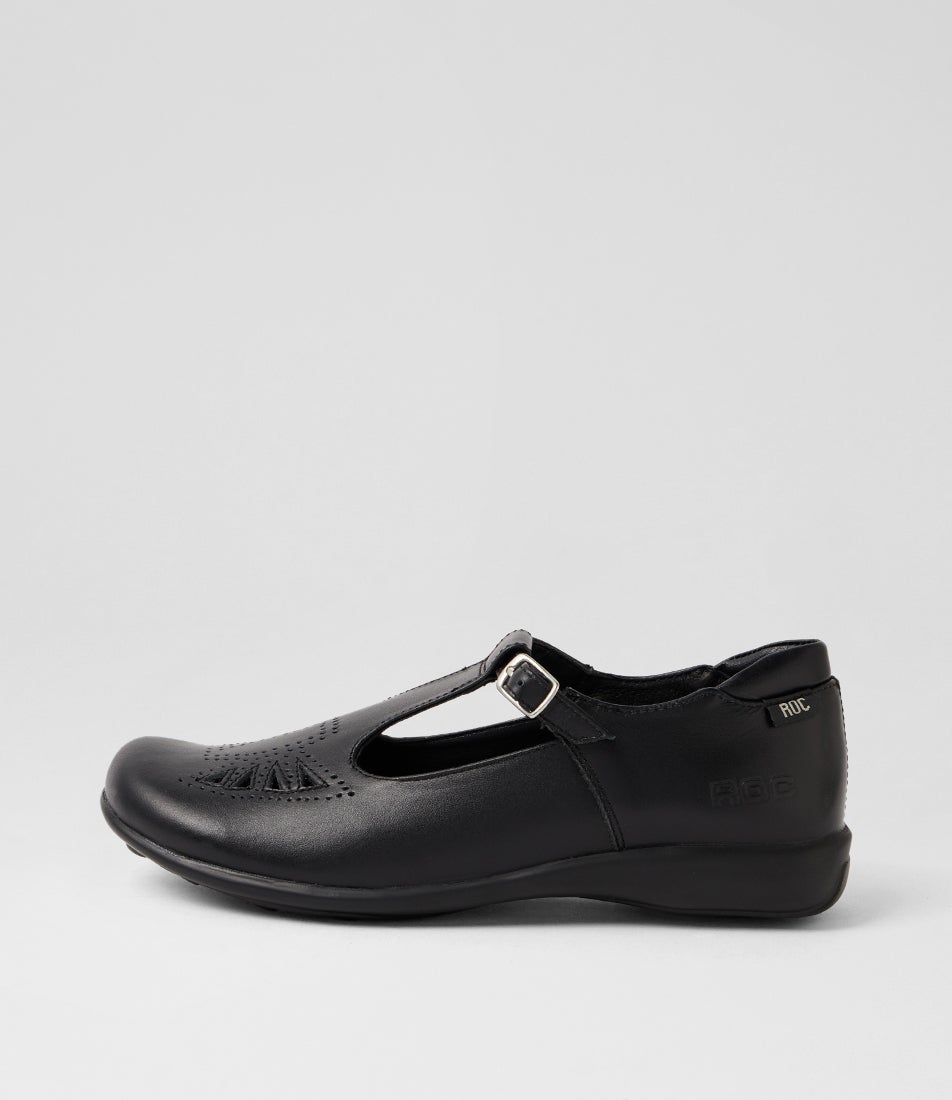 Mango 2 Senior Black Leather School Shoes