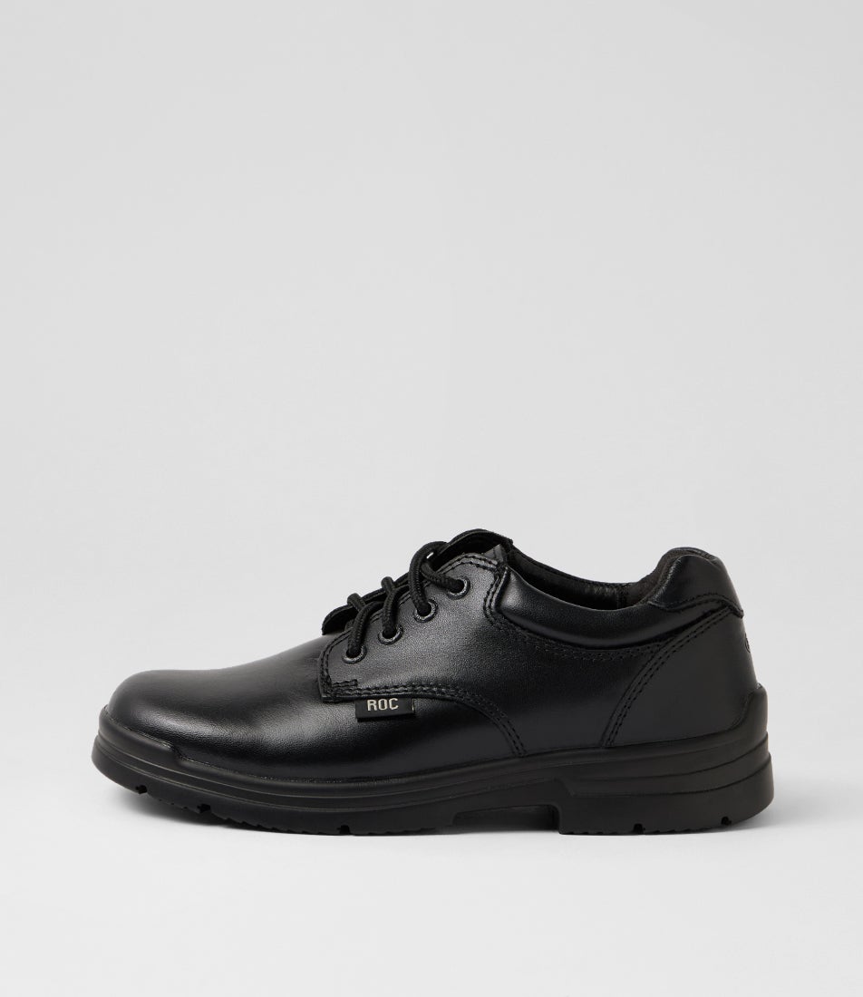 Rigour Junior Black Leather Lace Up School Shoes