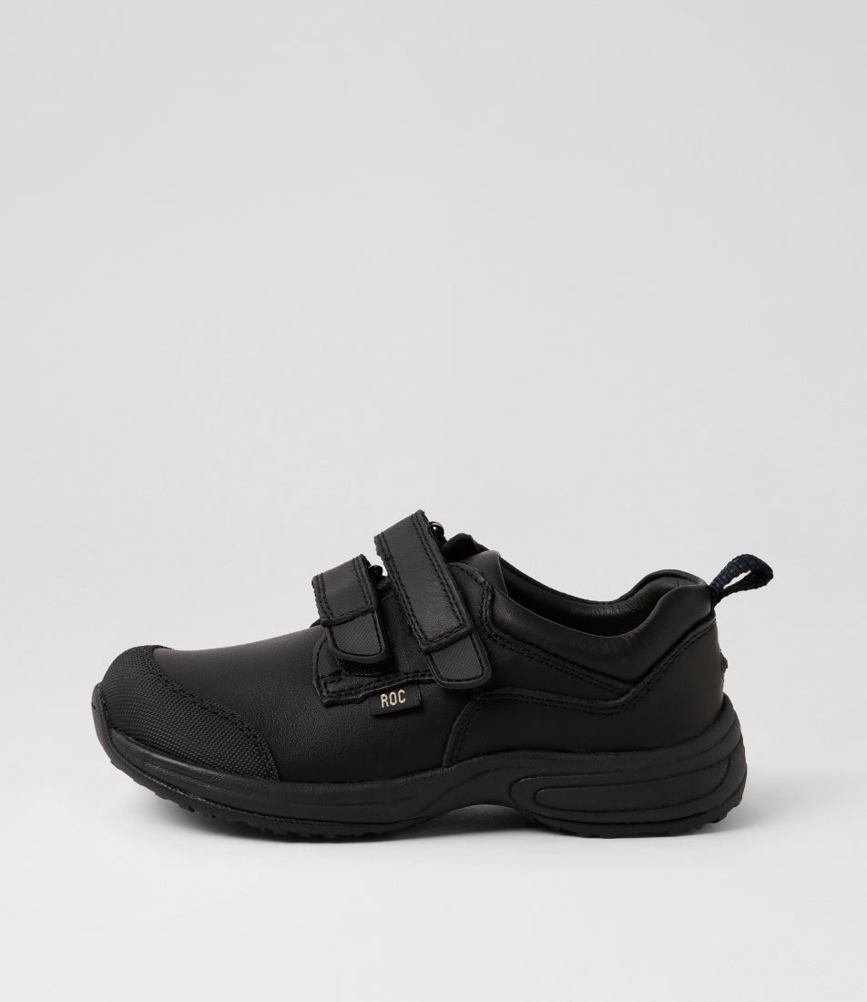 Huxx Junior Black Leather School Shoes