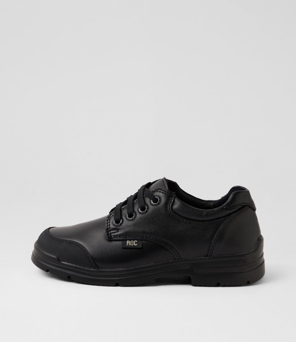 Ruckus Junior Black Leather Lace Up School Shoes