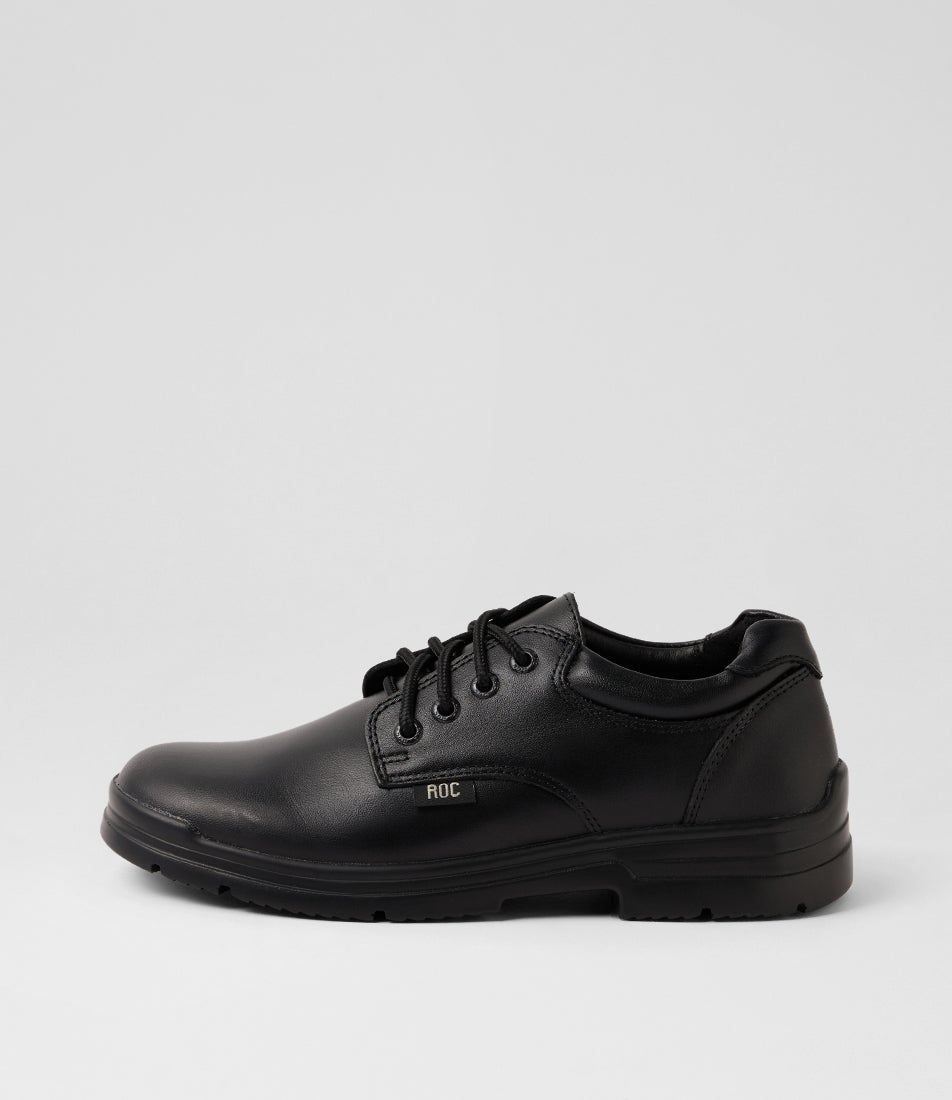 Rigour Youth Black Leather Lace Up School Shoes