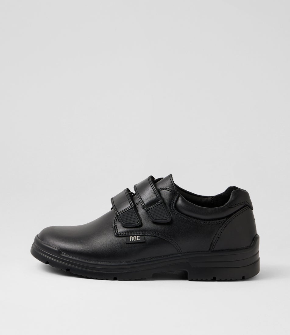 Rocket Youth Black Leather School Shoes