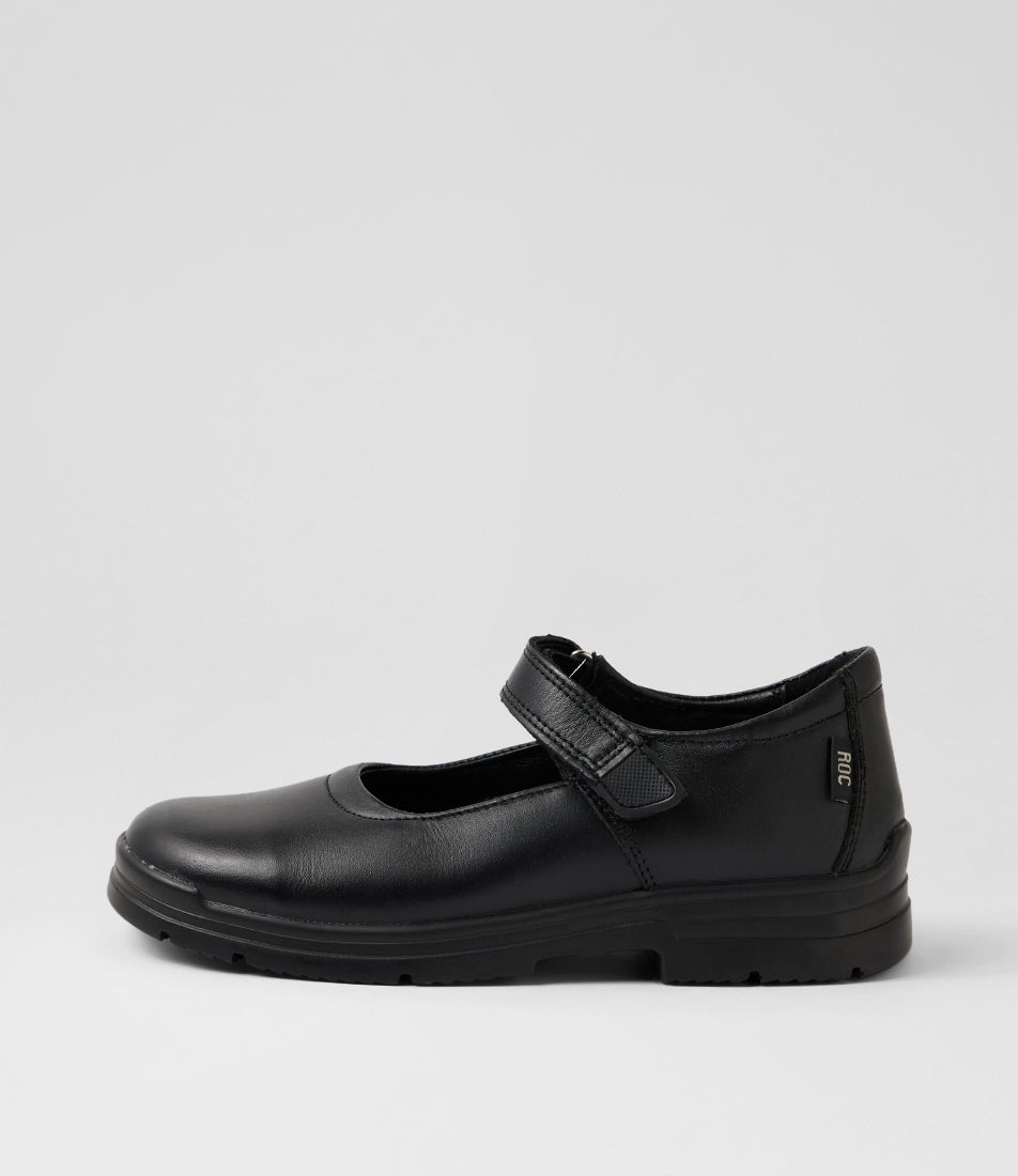 Roulette Youth Black Leather Mary Jane School Shoes
