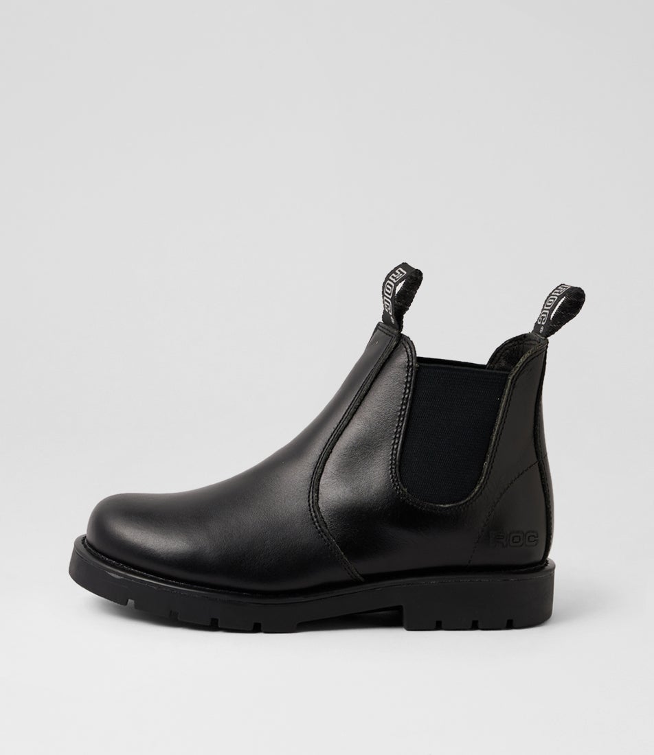 Jumbuk Youth Black Leather Desert Boots