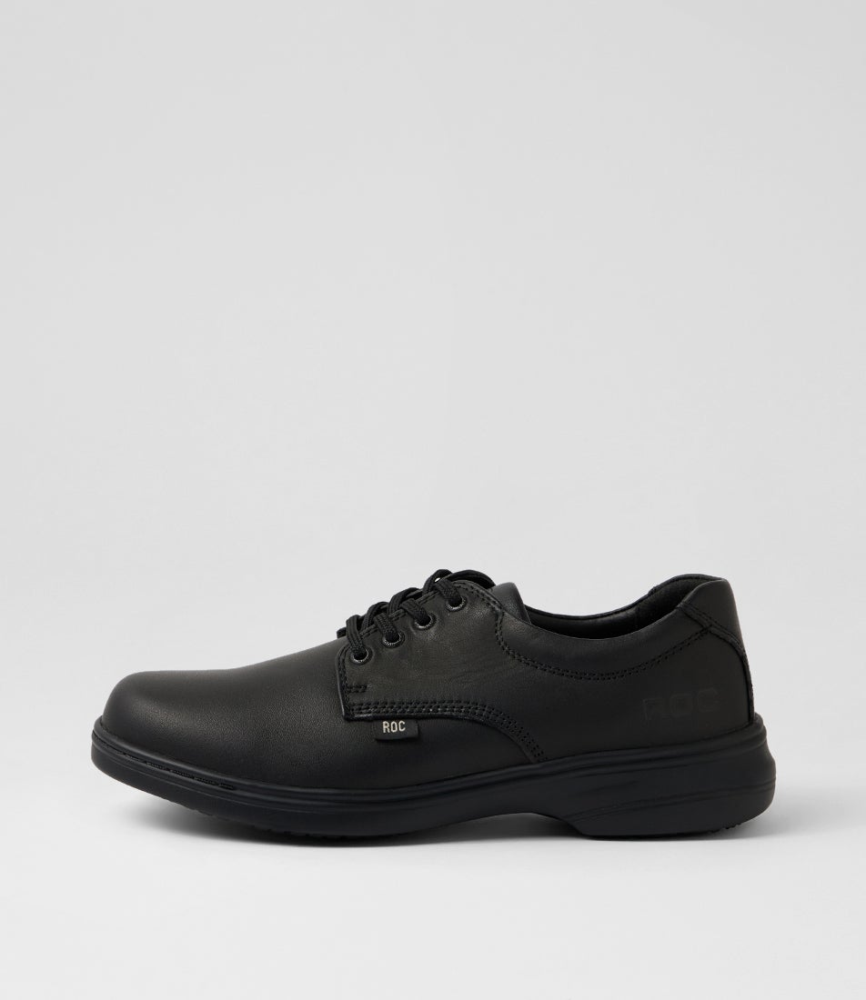 Elite Youth Black Leather Lace Up School Shoes