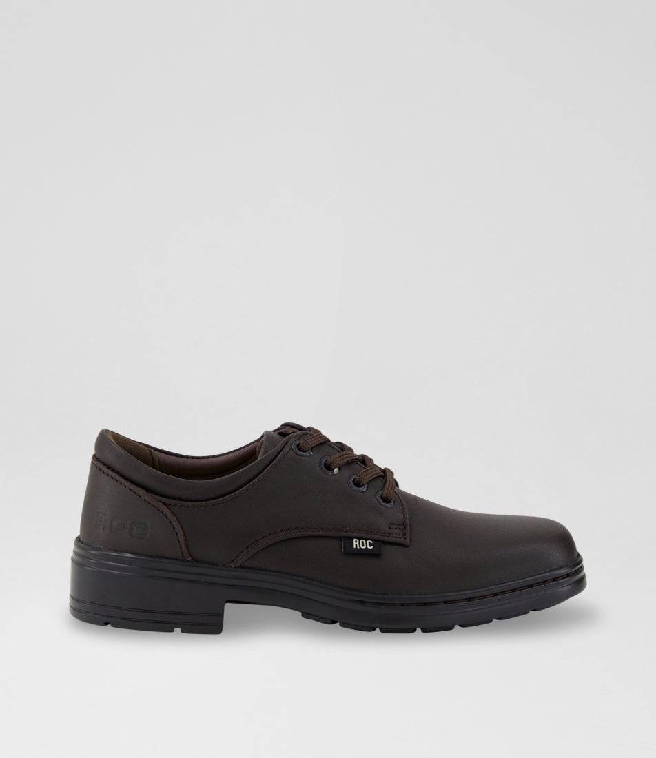 Larrikin Junior Brown Leather Lace Up School Shoes