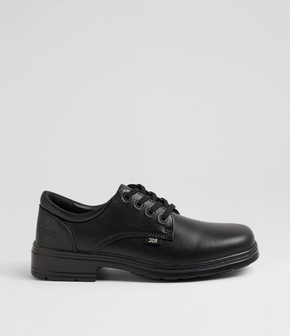 Larrikin Youth Black Leather Lace Up Flats