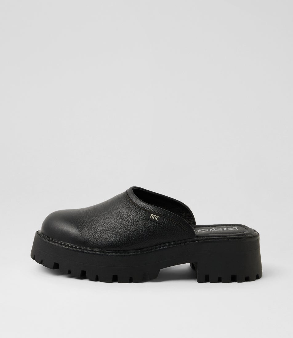 Calli Black Leather Heels