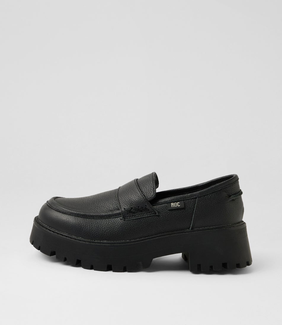Cargo Black Leather Heels