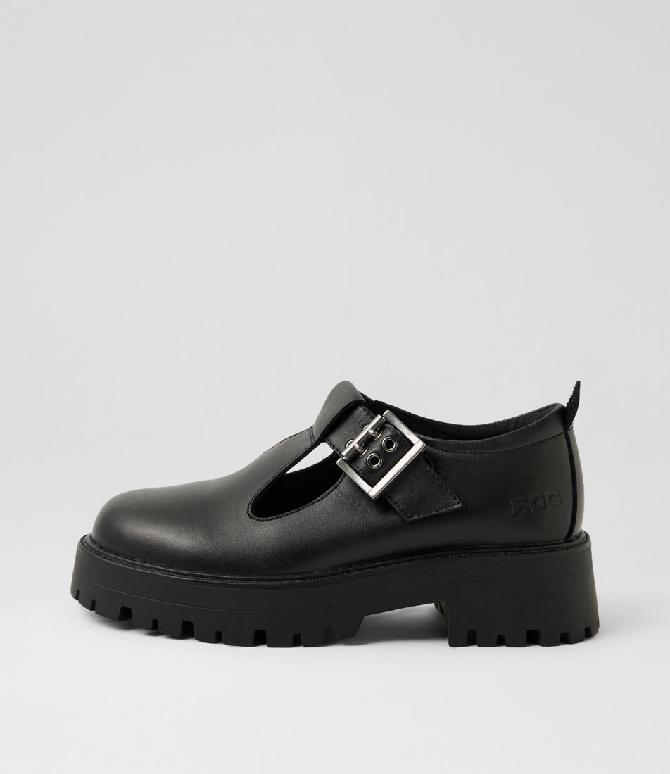 Chai Black Leather Heels