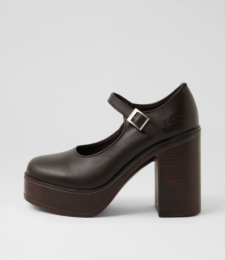 Dixie Chocolate Leather Mary Jane Heels