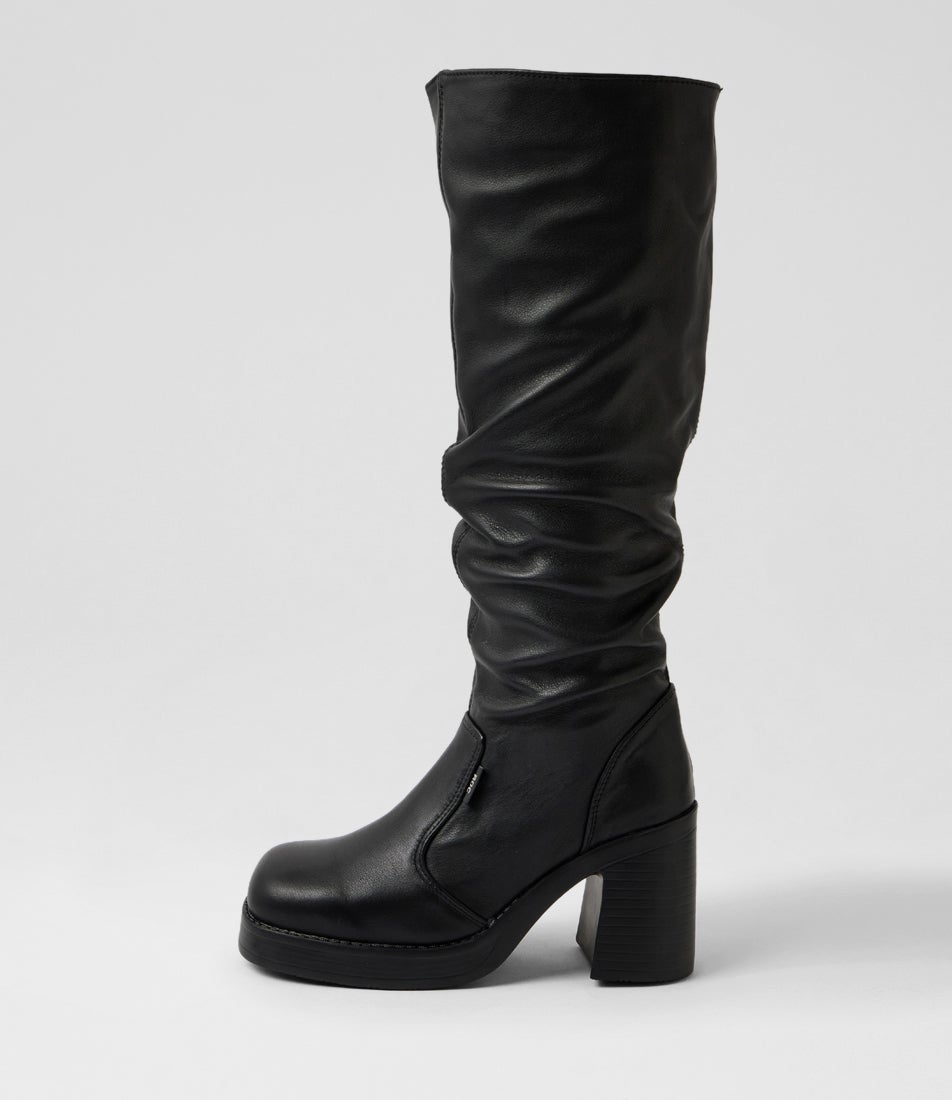 Fargo Black Leather Calf Boots