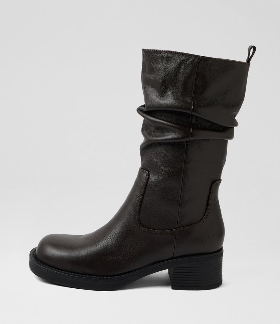 Farrah Chocolate Leather Calf Boots