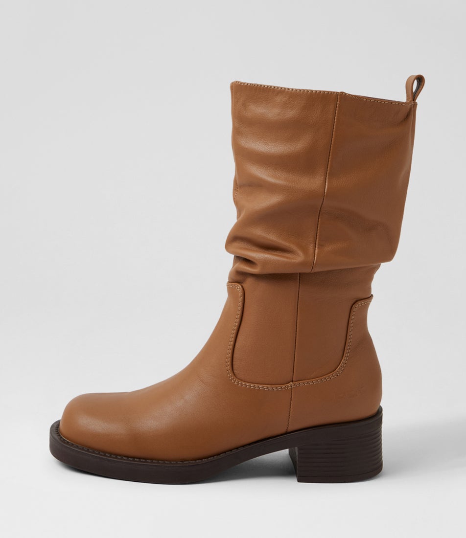 Farrah Tan Leather Calf Boots