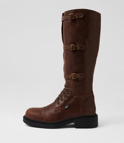 Harlan Brown Utility Leather Knee High Boots Harlan Brown Utility Leather Knee High Boots