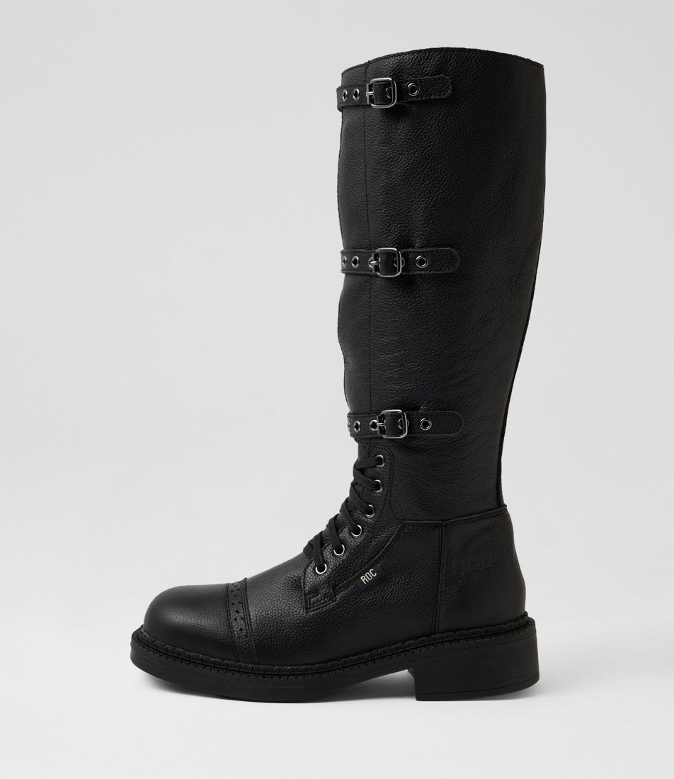 Harlan Black Utility Leather Knee High Boots Harlan Black Utility Leather Knee High Boots