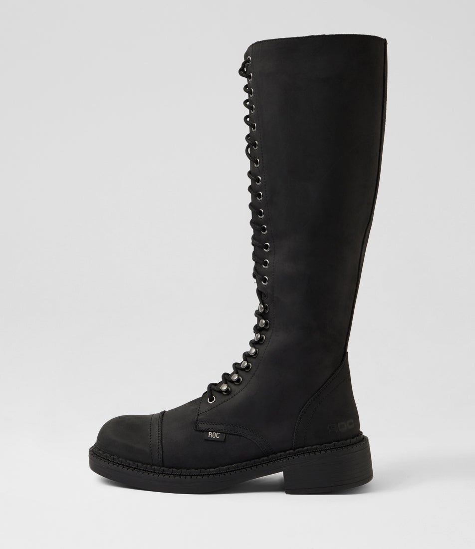Hunter Black Buff Leather Knee High Boots Hunter Black Buff Leather Knee High Boots