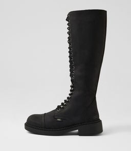 Hunter Black Buff Leather Knee High Boots Hunter Black Buff Leather Knee High Boots
