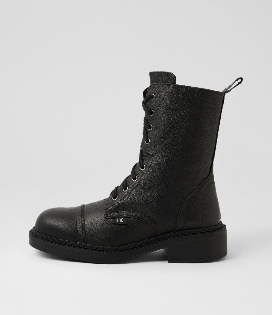 Huron Black Grain Leather Ankle Boots