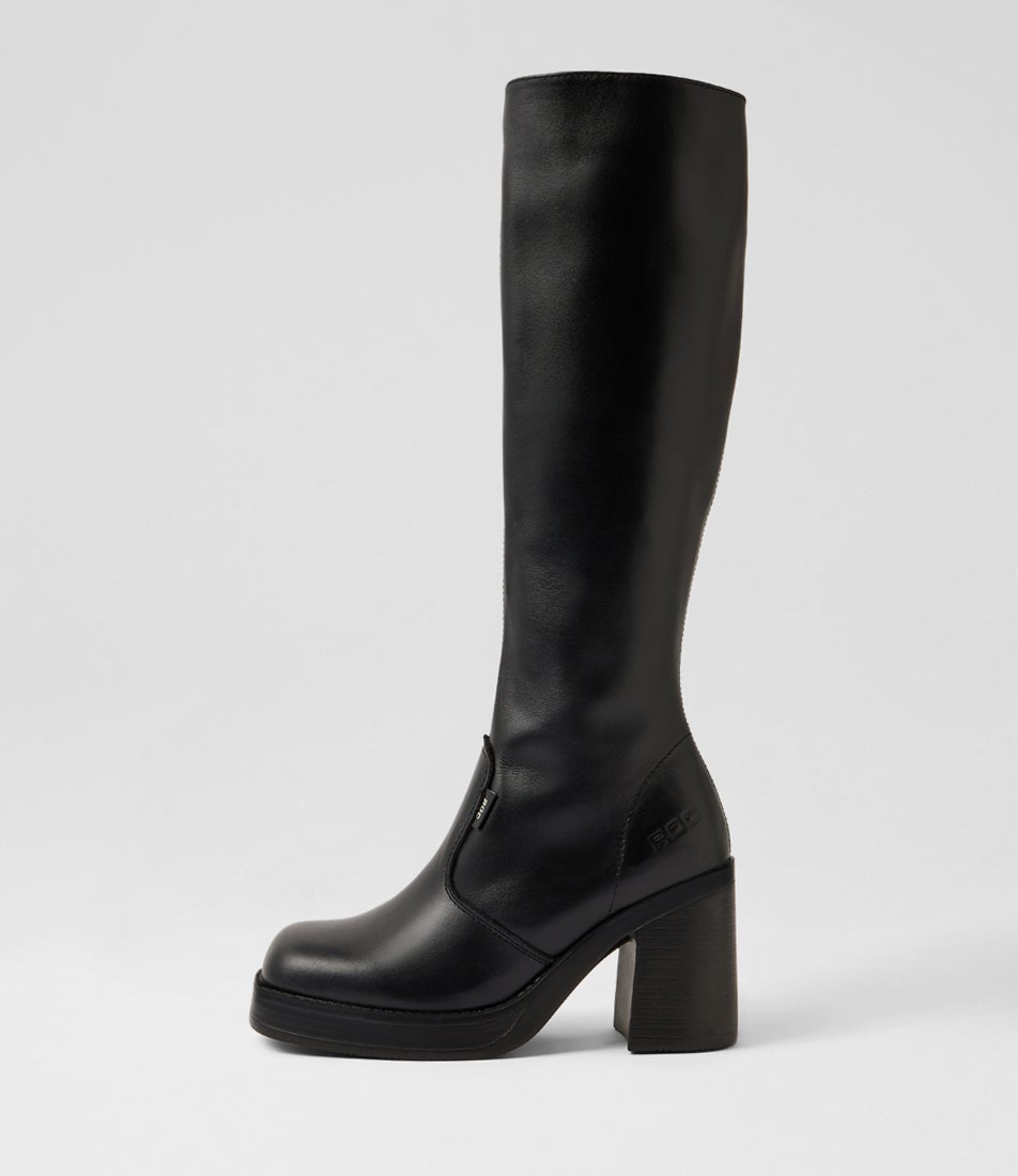 Idaho Black Leather Knee High Boots