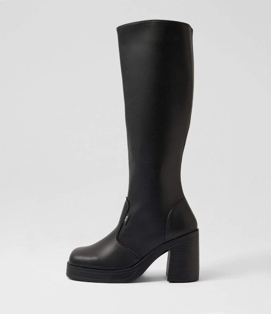 Idaho Black Vegan Leather Knee High Boots Idaho Black Vegan Leather Knee High Boots