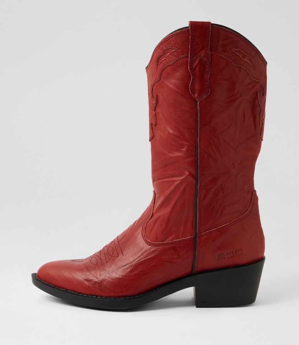 Indio Red Vintage Leather Calf Boots Indio Red Vintage Leather Calf Boots