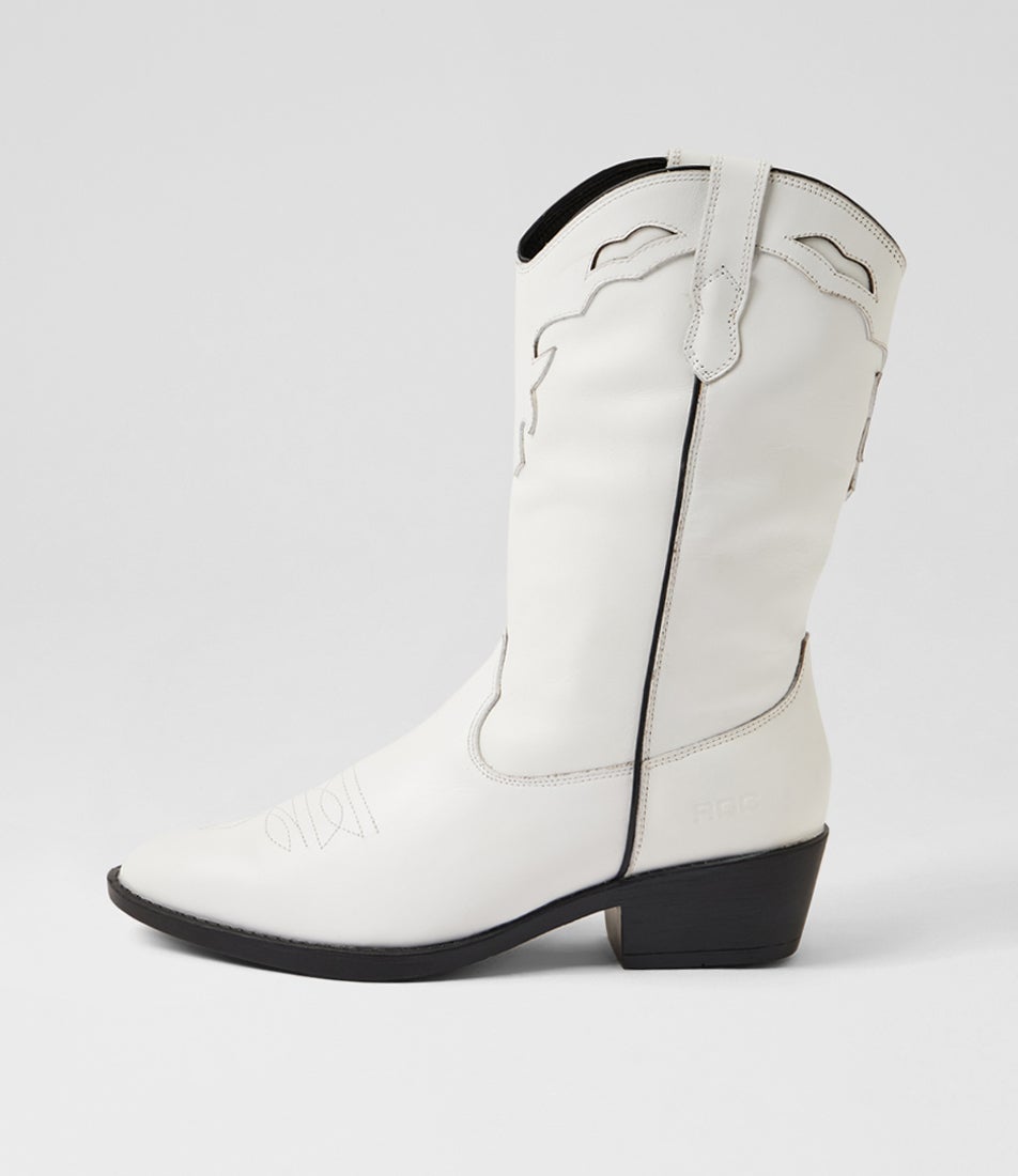 Indio White Vintage Leather Calf Boots