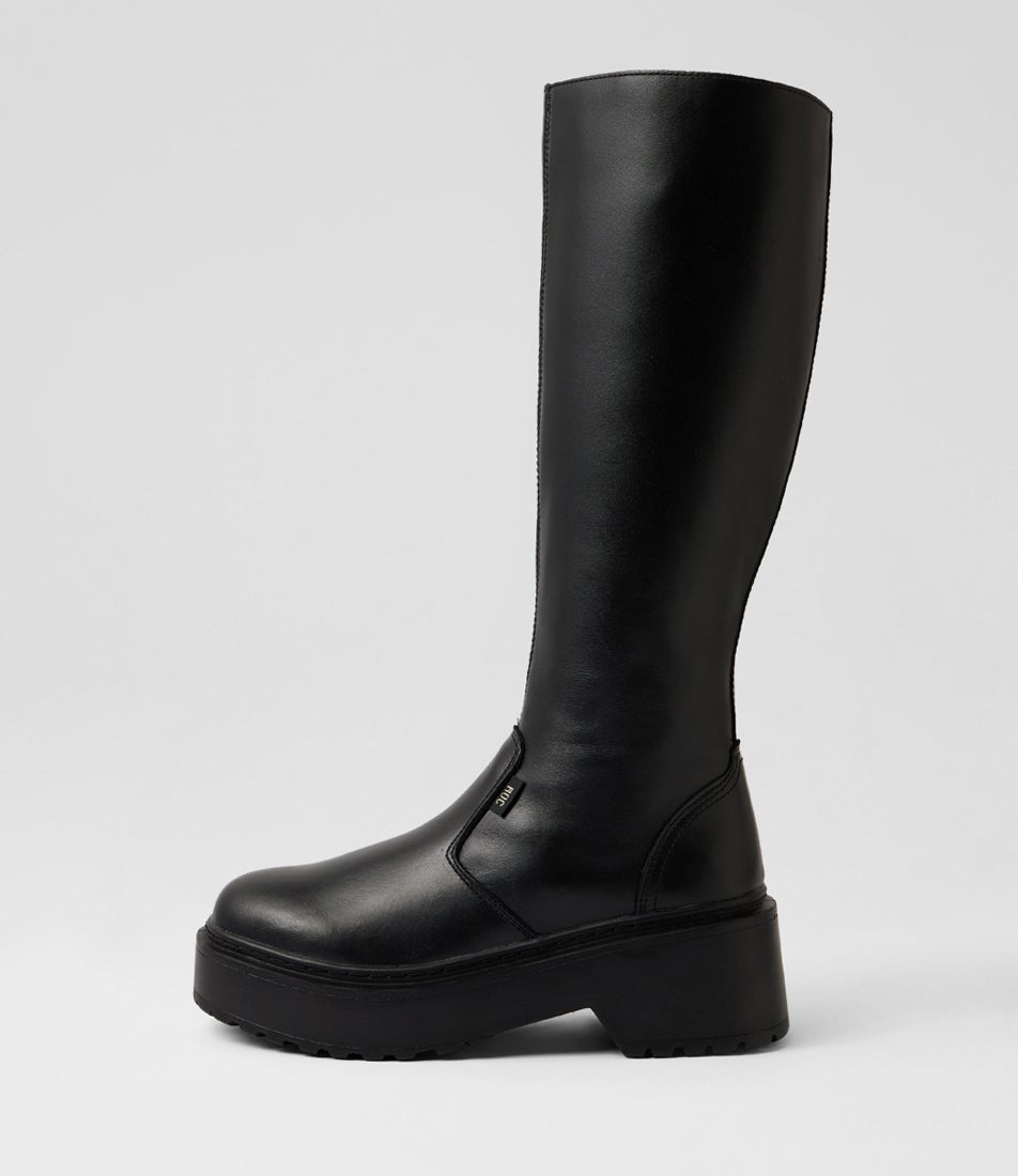 Troupe Black Leather Knee High Boots