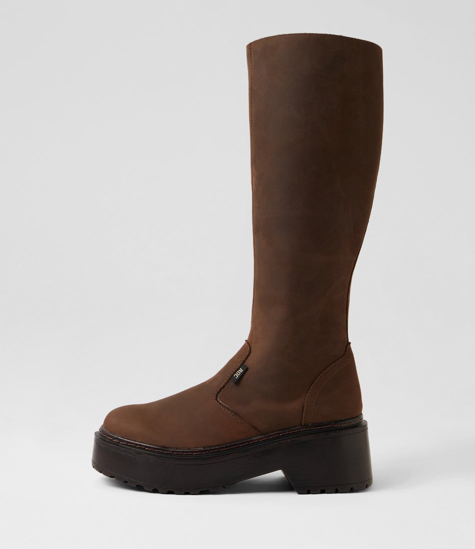 Troupe Brown Leather Knee High Boots
