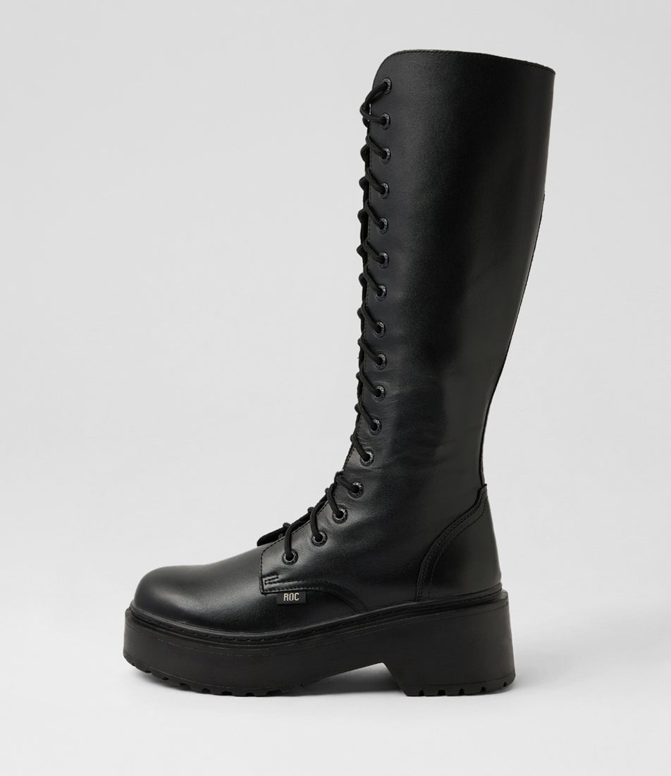Tulsa Black Leather Knee High Boots Tulsa Black Leather Knee High Boots