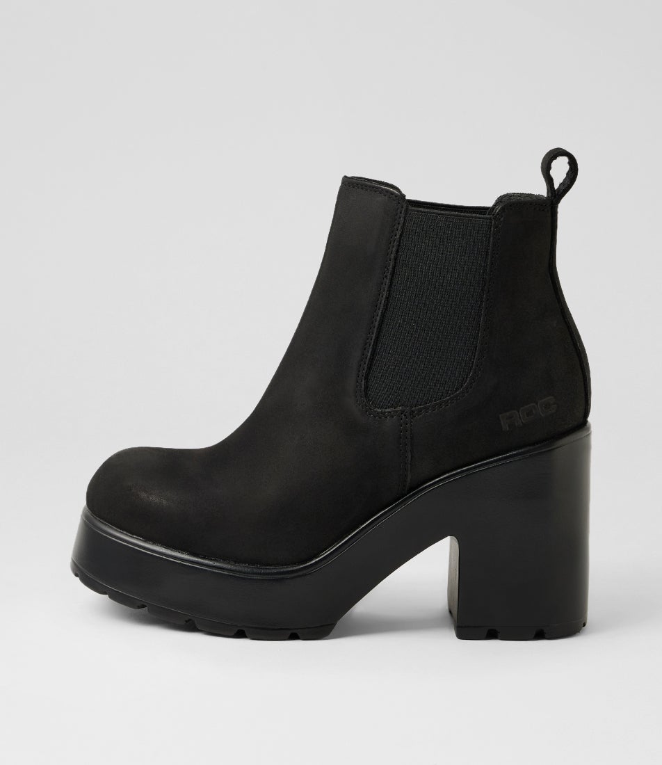 Mantra Black Buff Leather Ankle Boots