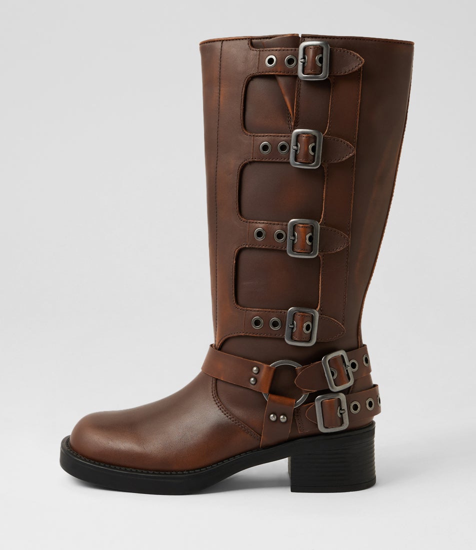 Ryder Tan Rub Leather Knee High Boots Ryder Tan Rub Leather Knee High Boots