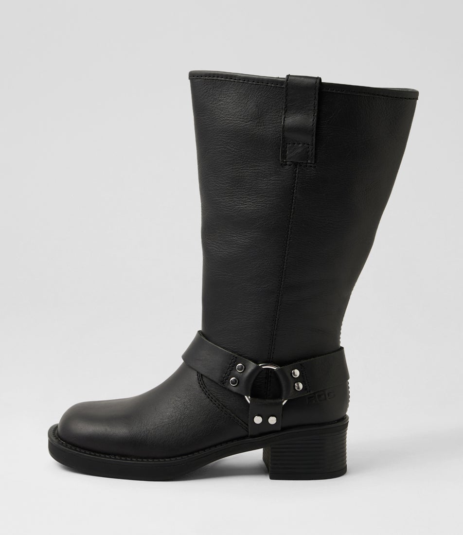 Racer Wide Calf Black Leather Calf Boots Racer Wide Calf Black Leather Calf Boots