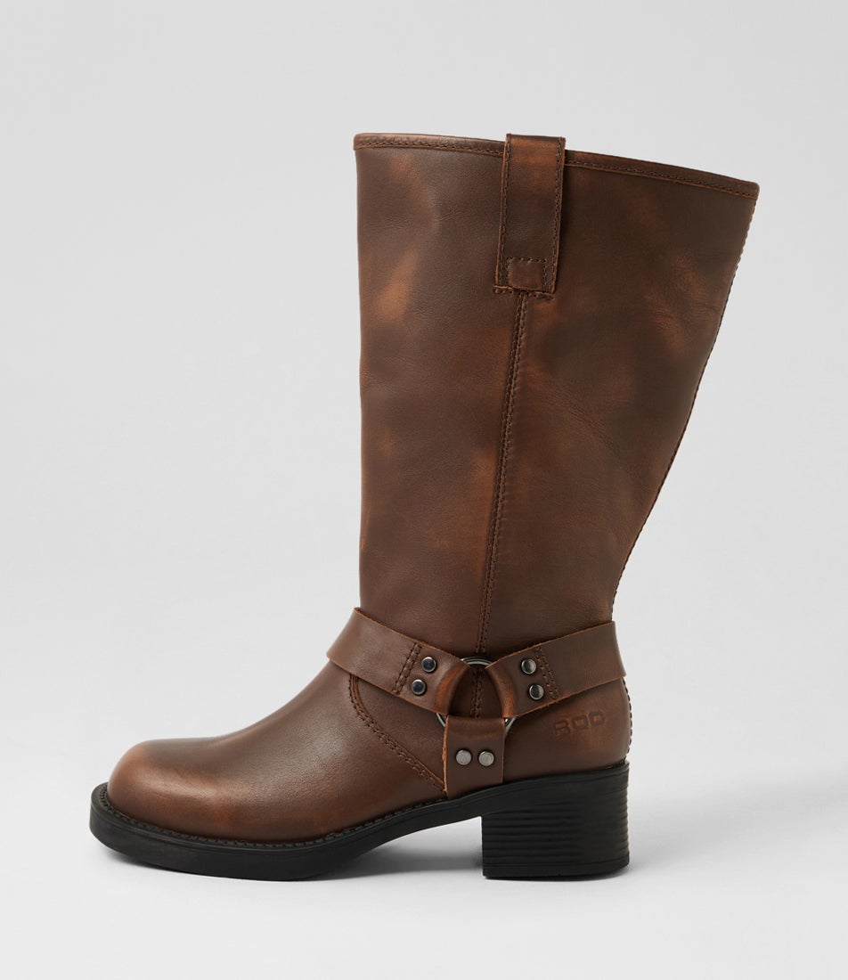 Racer Wide Calf Tan Rub Leather Calf Boots