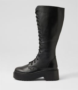 Tulsa Wide Calf Black Leather Knee High Boots Tulsa Wide Calf Black Leather Knee High Boots