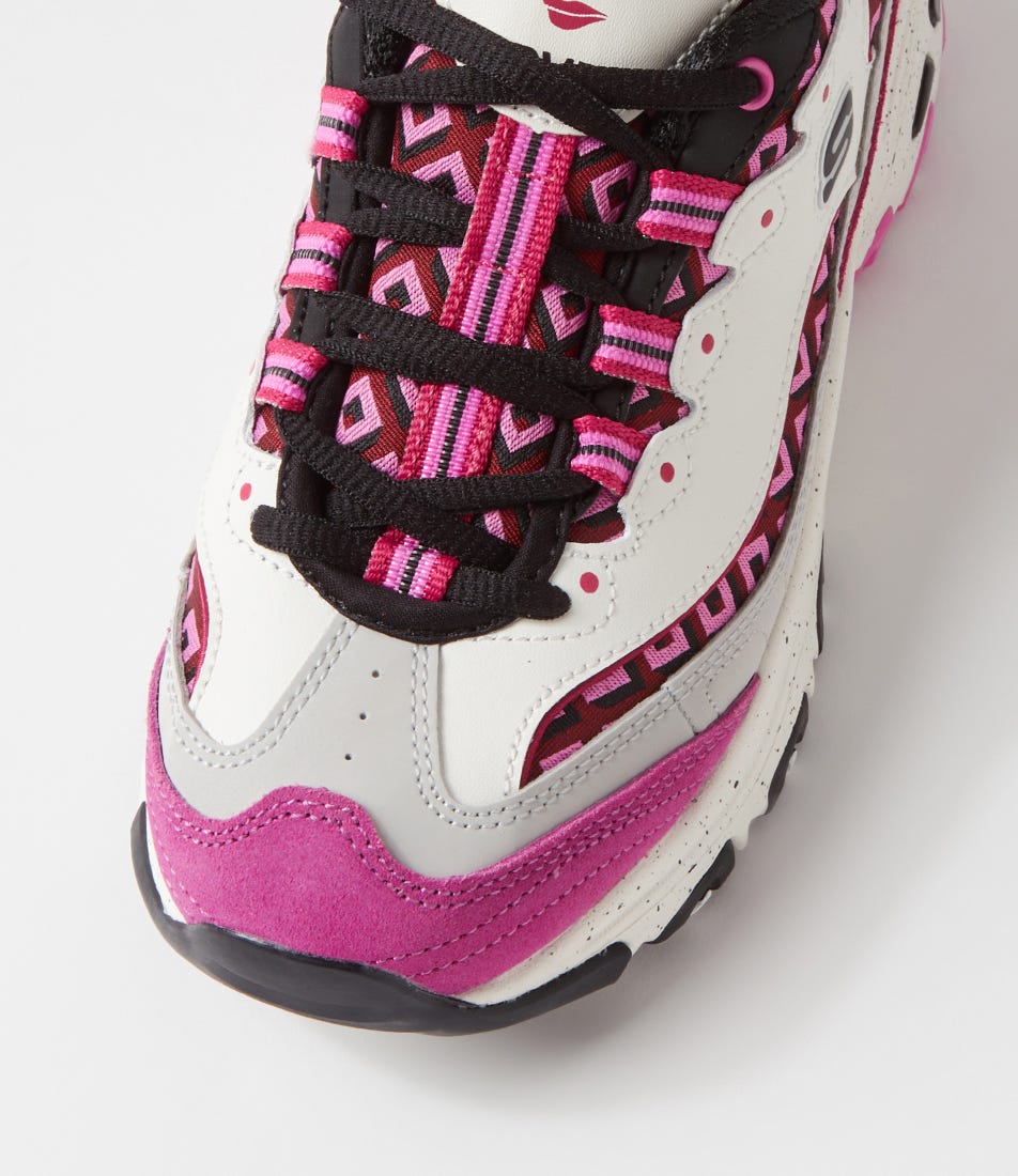 DLites White Black Pink Leather Sneakers | Shop Online at