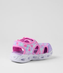 HEART LIGHTS SANDALS TOT SK PINK LAVENDER TEXTILE