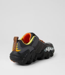 SKECH O SAURUS LIGHTS JNR SK CHARCOAL ORANGE MESH