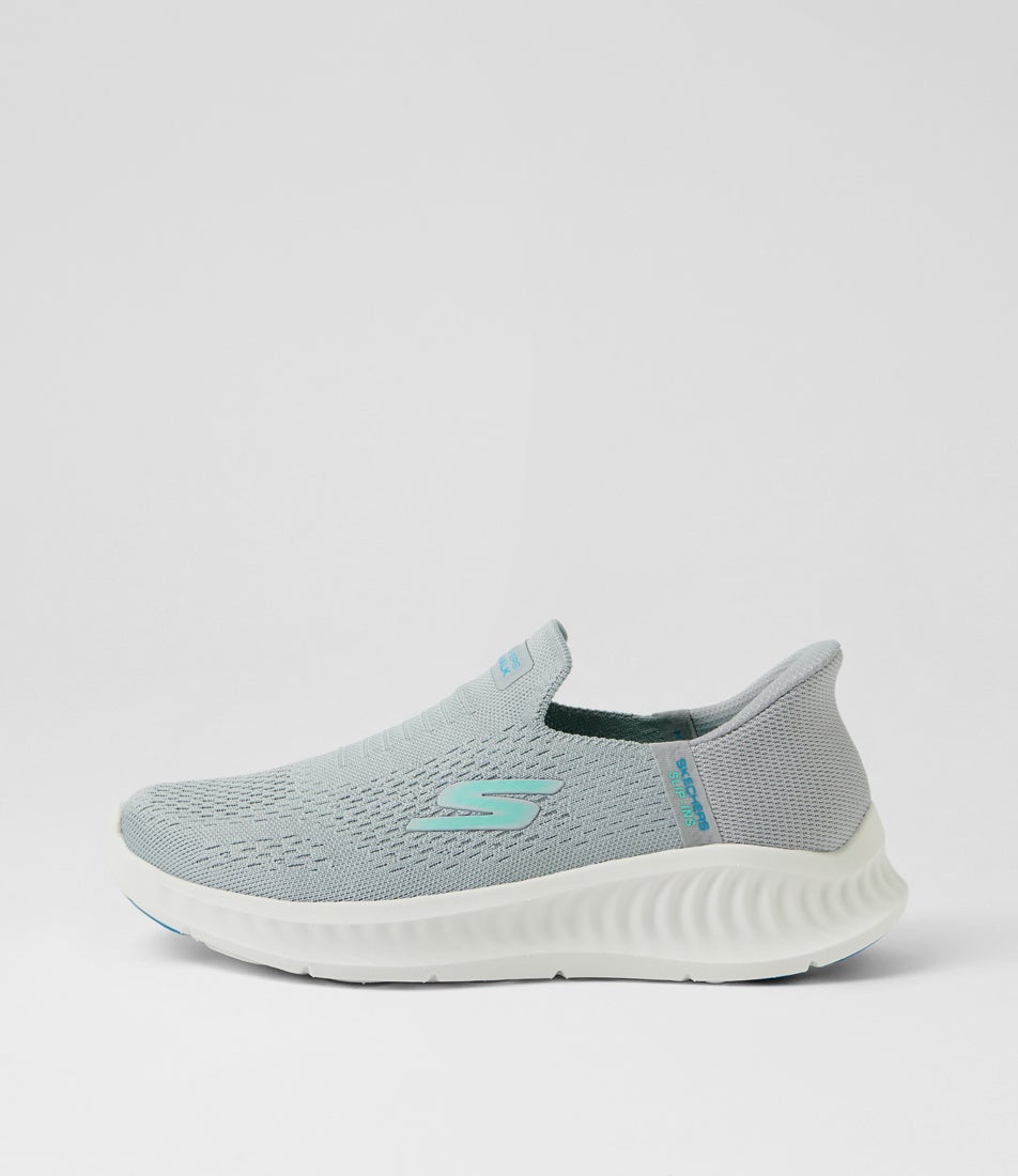 Go Walk Now Grey Aqua Fabric Sneakers Go Walk Now Grey Aqua Fabric Sneakers