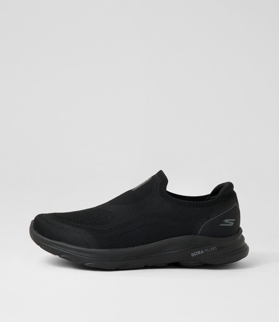Go Walk 8 Slip On Black Knit Sneakers