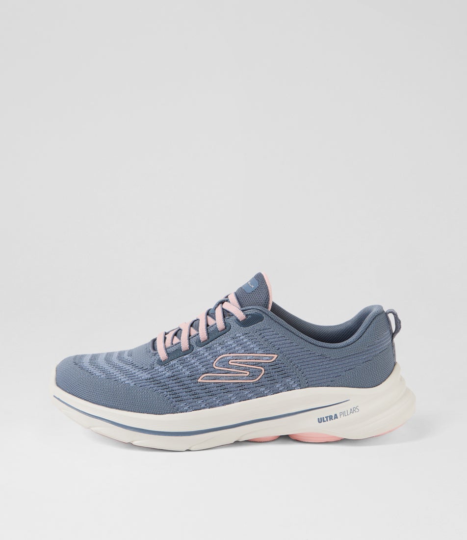 Go Walk 8 Blue Pink Fabric Sneakers