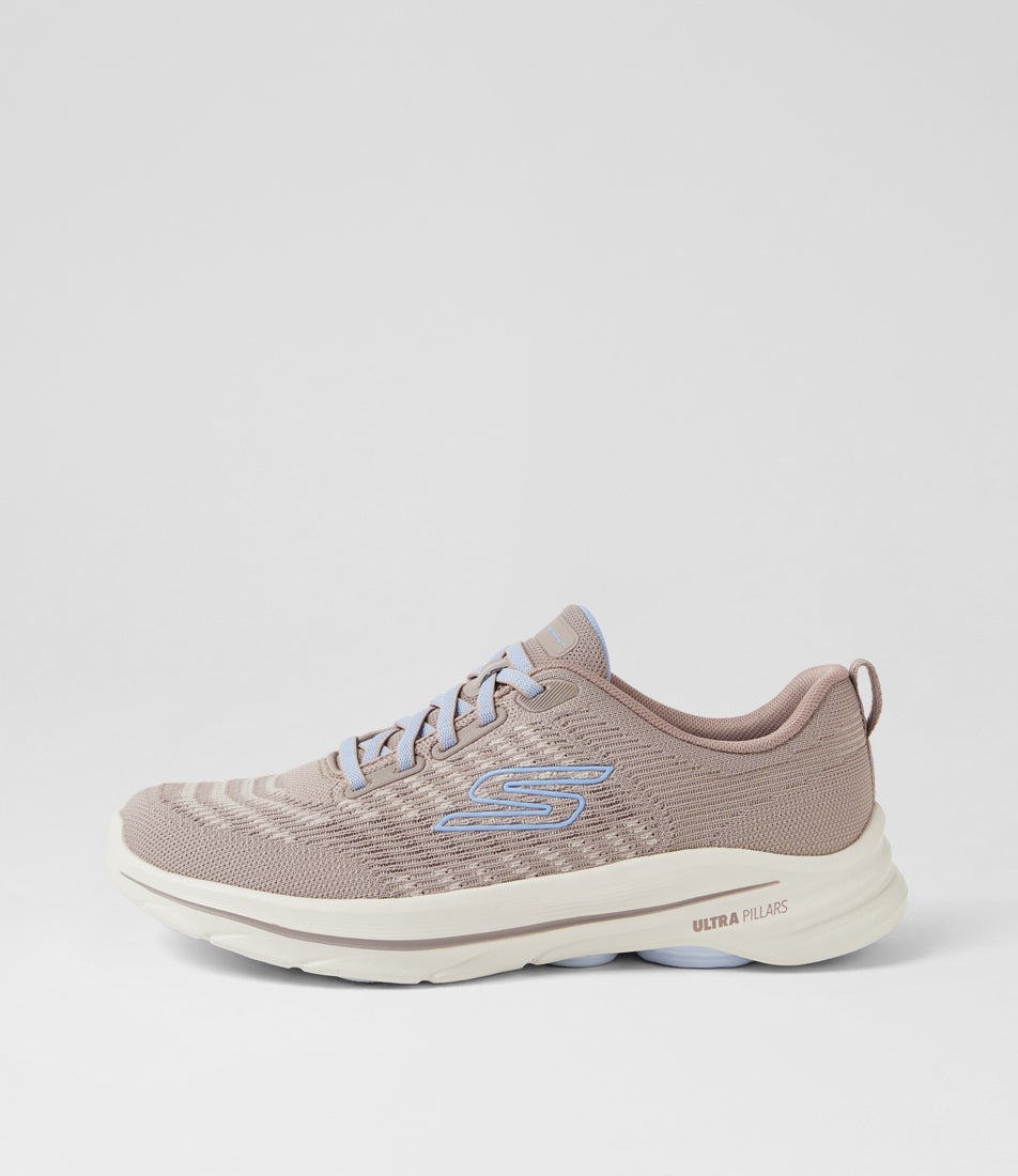 Go Walk 8 Pr Taupe Blue Fabric Sneakers